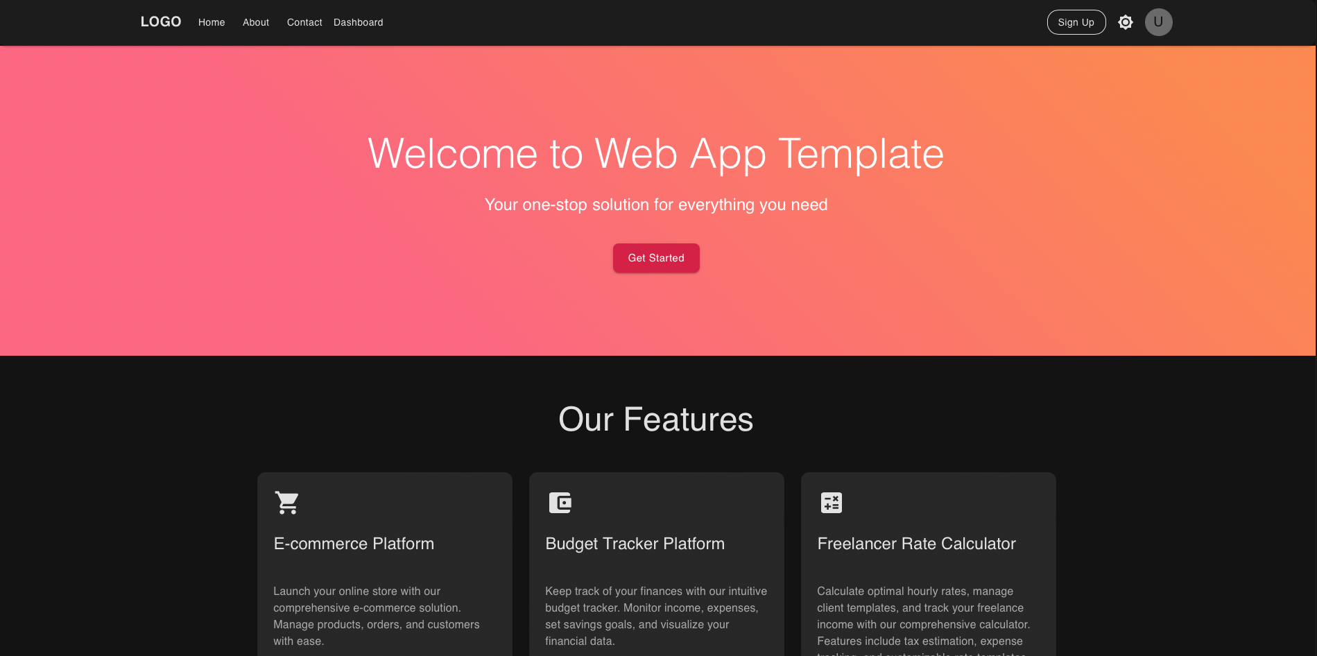 Web App Template screenshot
